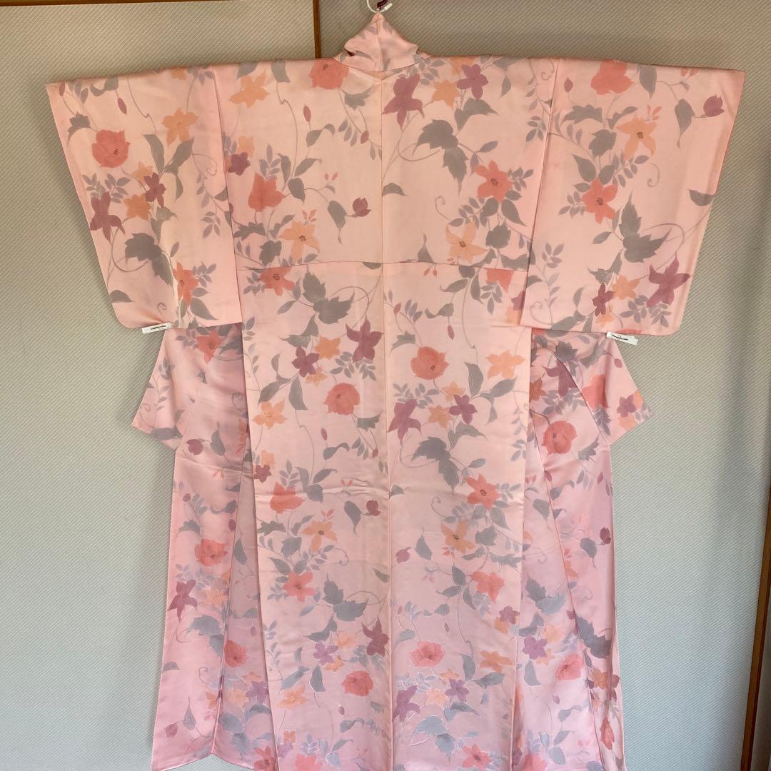 小紋 ピンク系花柄 着物