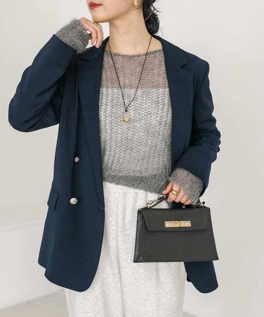 ストレッチツイルテーラードジャケット ネイビー RIVEDROITE リヴドロワ