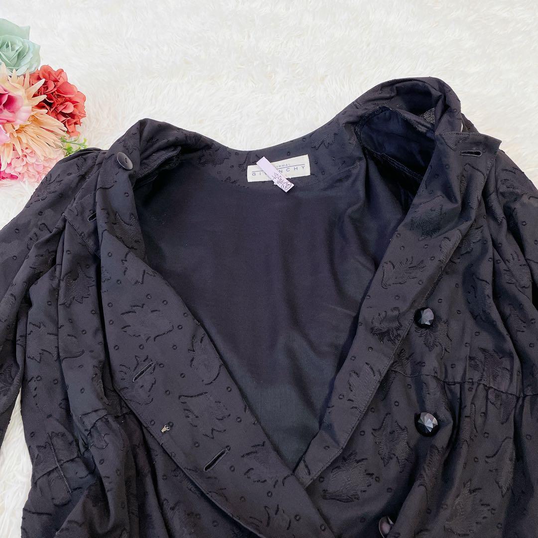 美品　ジバンシー　大きいサイズ　エンブロイダリー　ベルト付ワンピース　黒