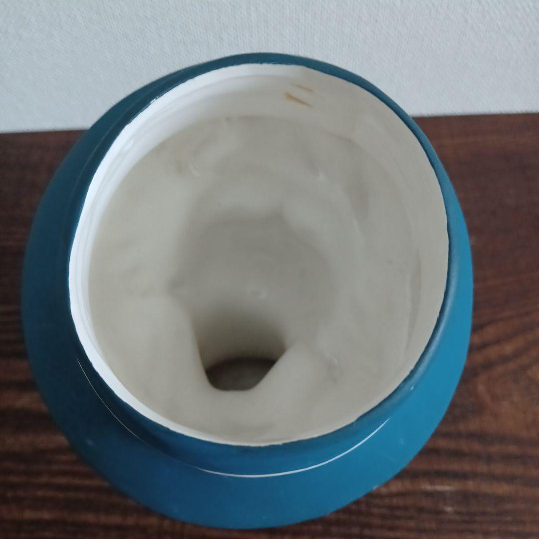 ビンテージ レディヘッドベース 陶器製の置物花瓶　ブルーの帽子としなやかな右手