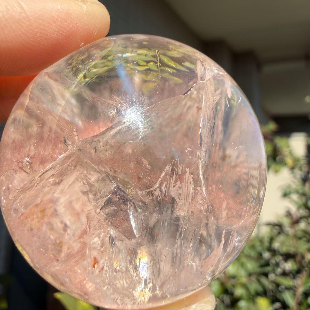 高品質　濃いピンク　ピンクアゼツライト　スフィア　台座付き　ピンククォーツ①