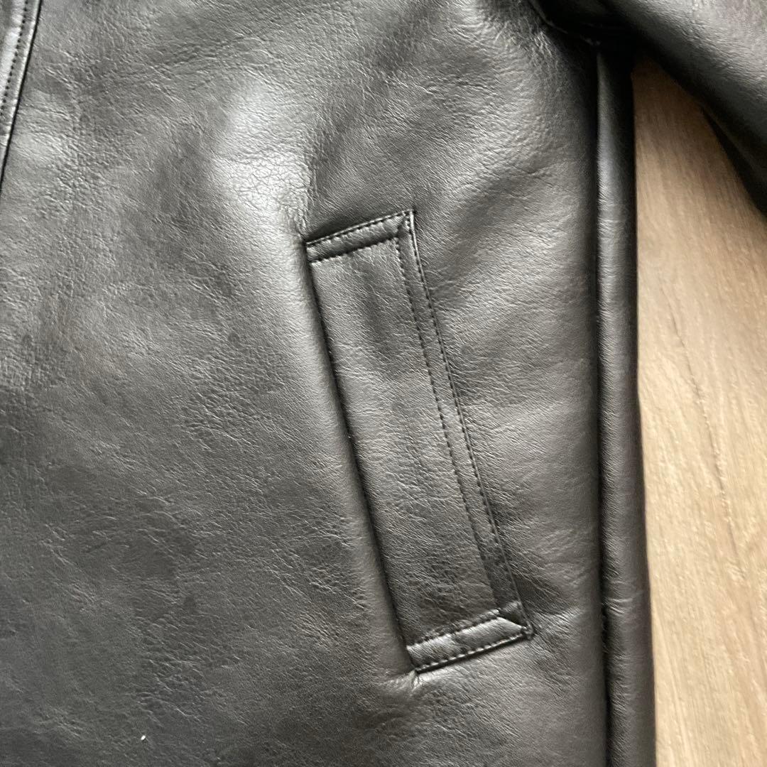 Anuke レザー ボア襟 ジャケット 黒