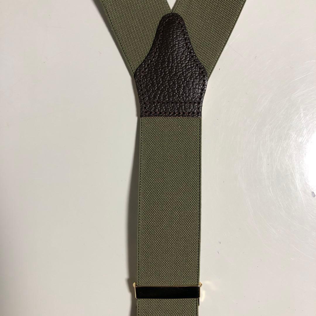 アルバートサーストン サスペンダー（オリーブグリーン無地）