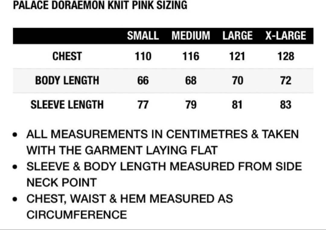 Palace Doraemon Knit Pink Mサイズ
