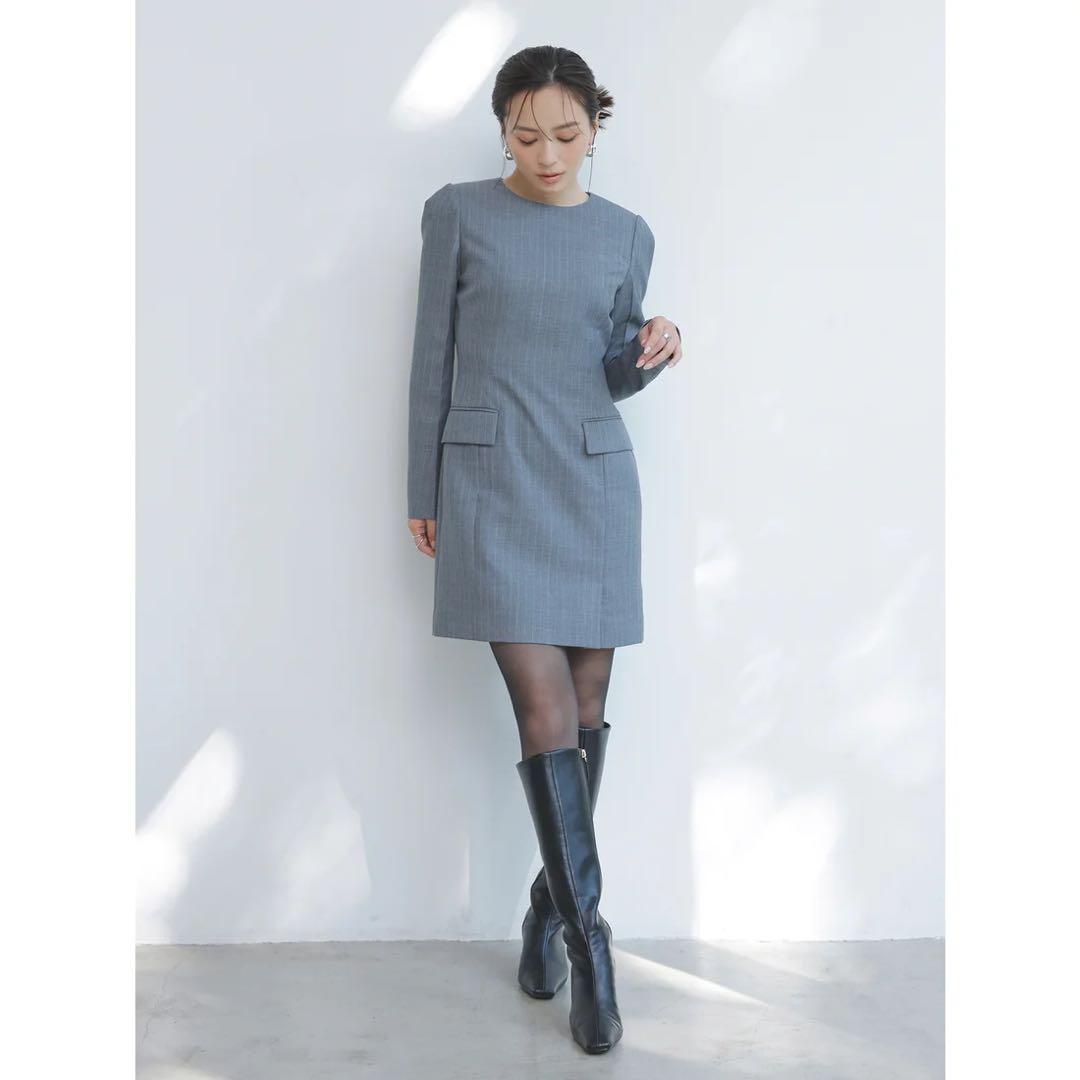 anuans パネルラインミニワンピース グレー　M