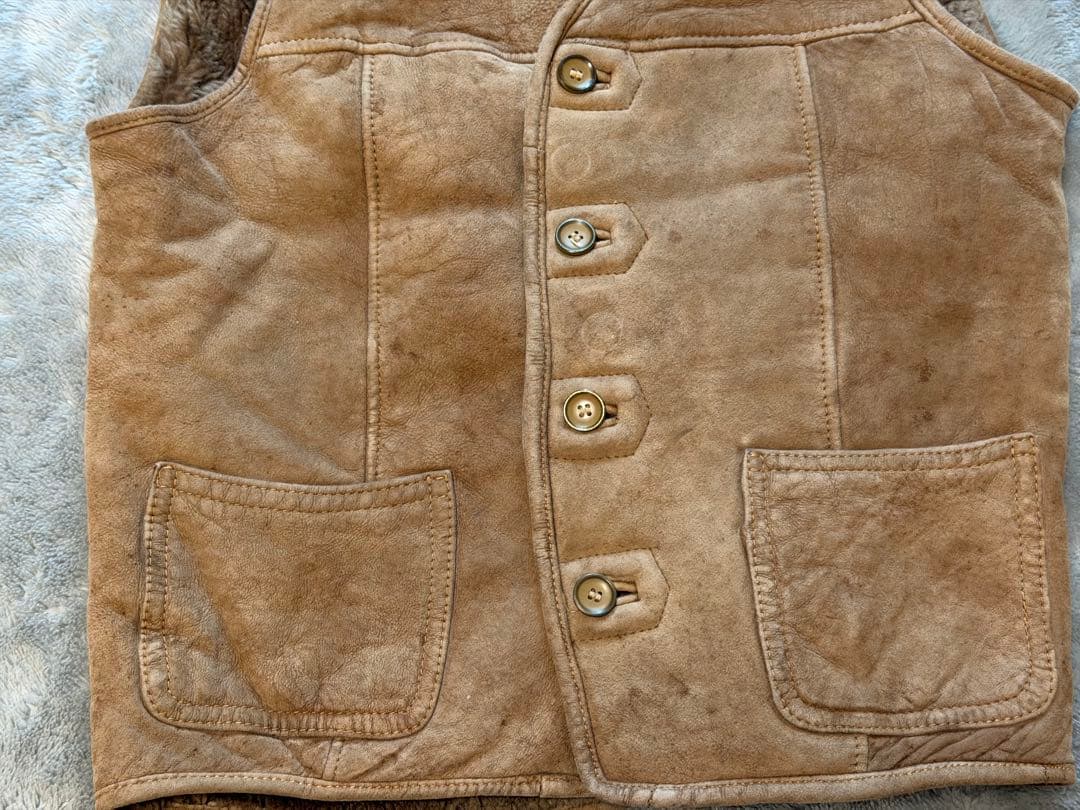 80s 90s 羊革 ムートン ボアベスト ベージュ