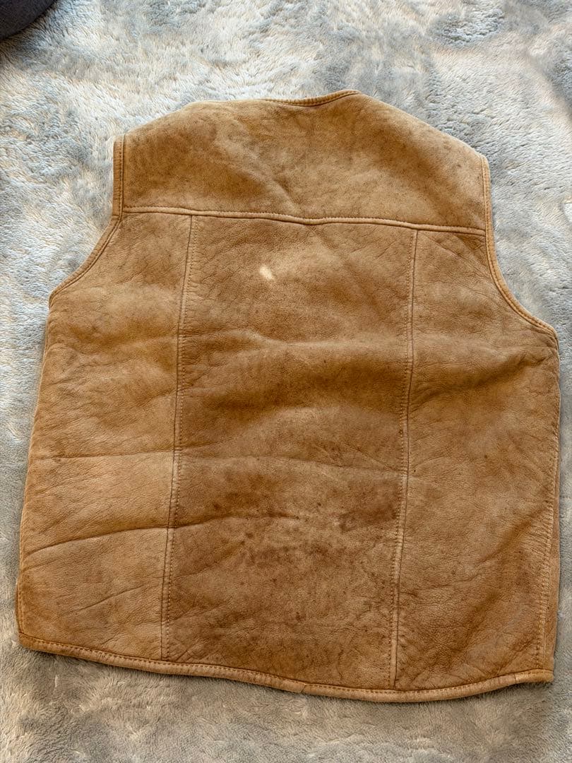 80s 90s 羊革 ムートン ボアベスト ベージュ