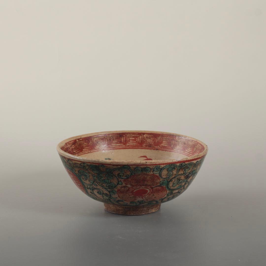 赤絵 茶碗 幕末〜明治 志手原焼 茶道具 古美術 古道具