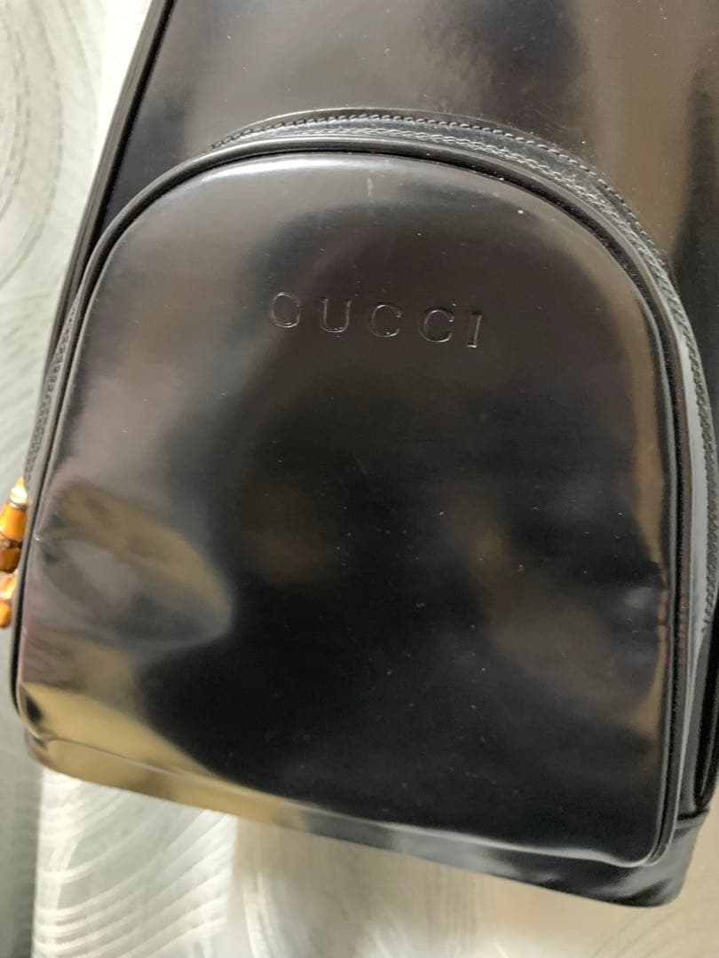 オールドグッチ ボディバッグ エナメルブラック 美品‼️