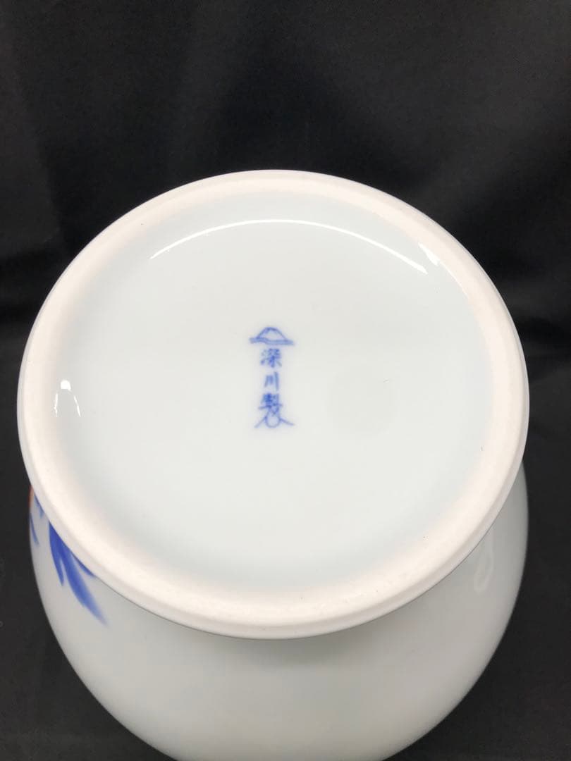 【極美品】深川製磁　染錦　牡丹　花瓶　フラワーベース