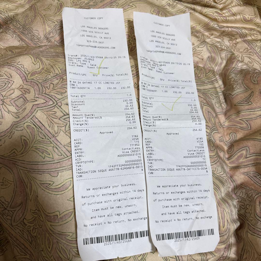 ハ*ル様 【極美品】大谷翔平　ドジャース　ユニフォーム　Ｓサイズ