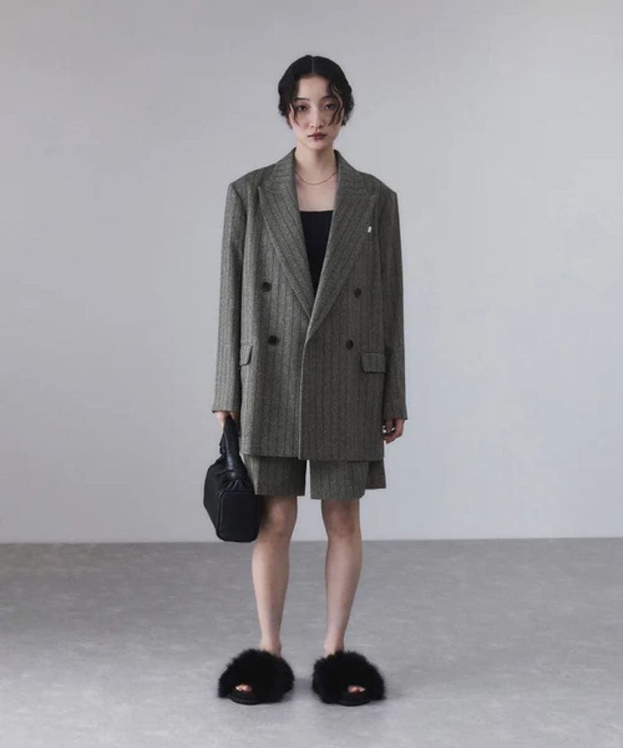 【ADAM ET ROPE'】ダブルブレストツイード＆チェックジャケット