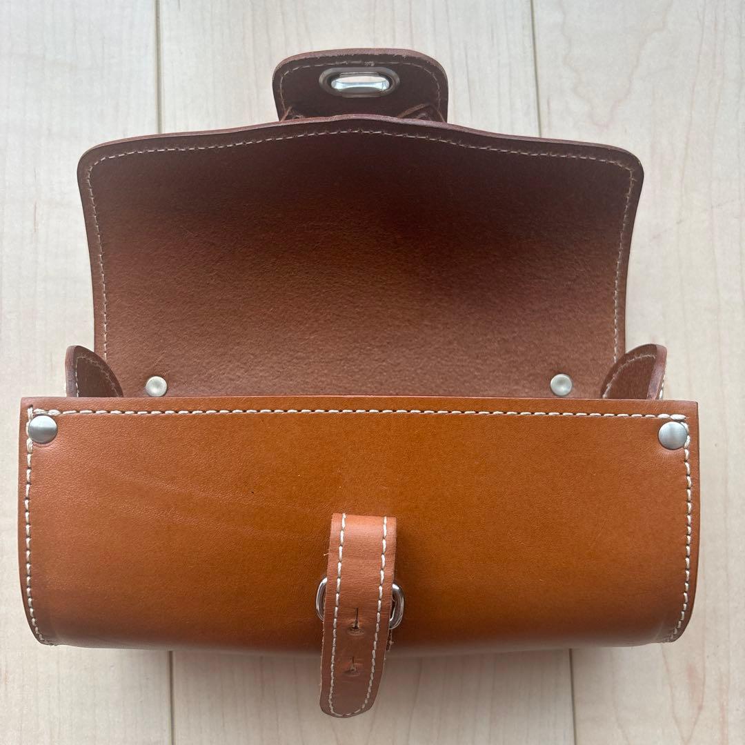 ブロンプトンに KILEY牛革レザーサドル バッグLM-559 ハニーブラウン