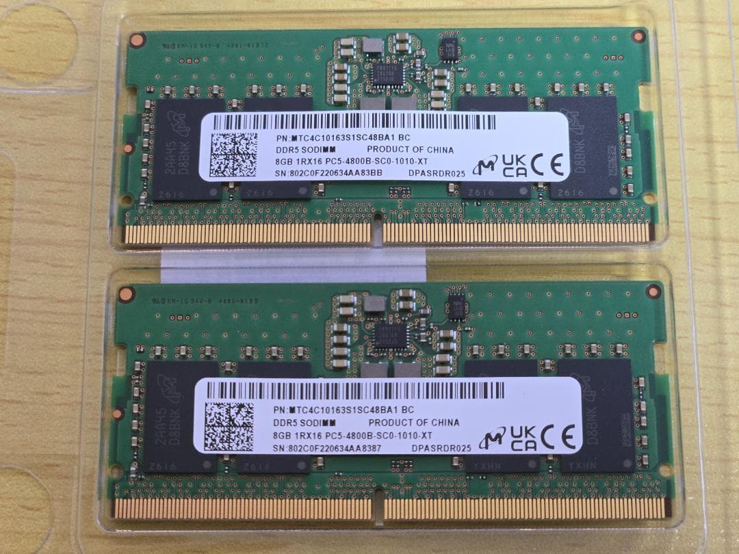 メモリー DDR5 SODIMM 8GB *2 (16GB)
