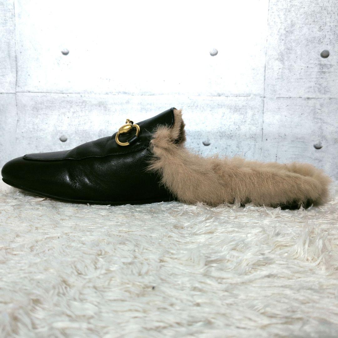 グッチ　プリンスタウン　サンダル　スリッポン　ホースビット　ファー　レザー　43