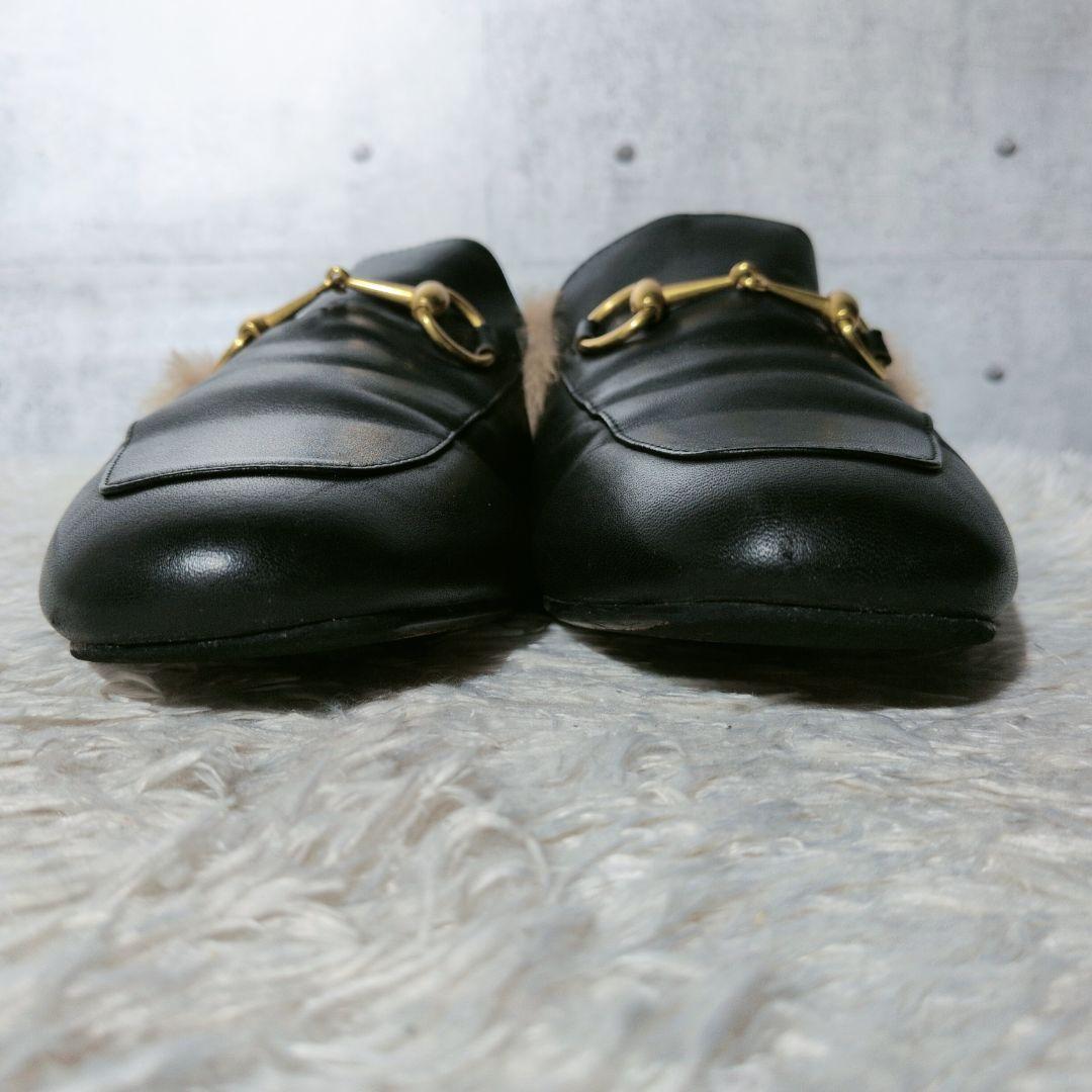 グッチ　プリンスタウン　サンダル　スリッポン　ホースビット　ファー　レザー　43