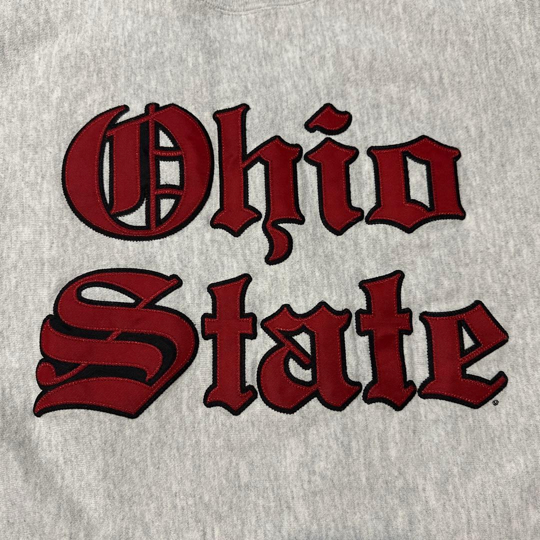 【美品】チャンピオン リバースウィーブ オハイオステート　刺繍ロゴ　Lサイズ