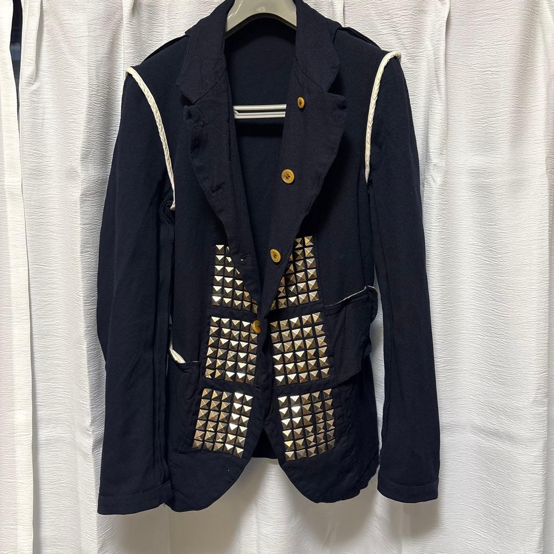 コムデギャルソンオムプリュス　ネイビー スタッズ付き テーラードジャケット