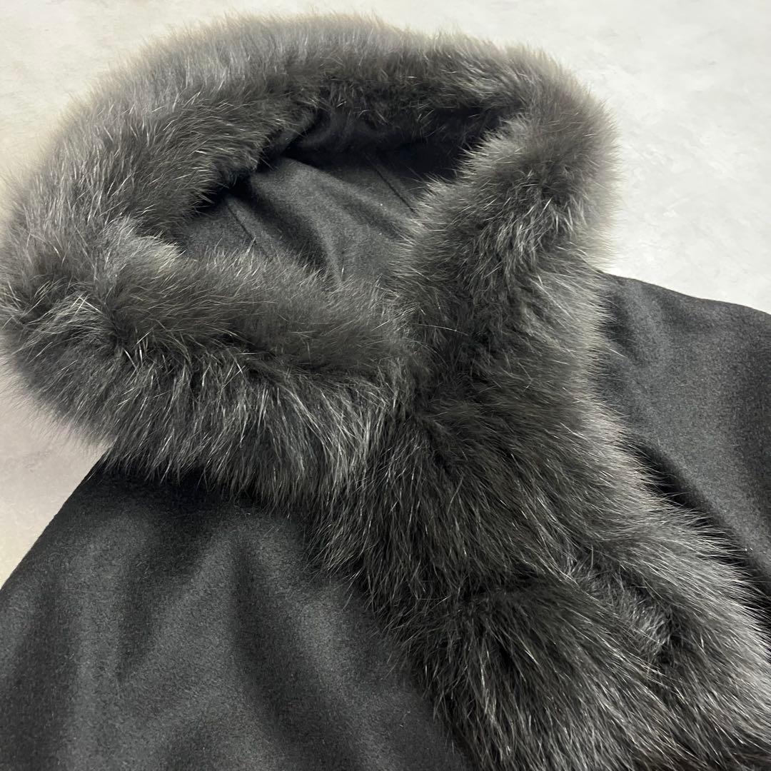 SAGA FURS サガファー カシミヤケープ ポンチョ 黒 フォックス 和装