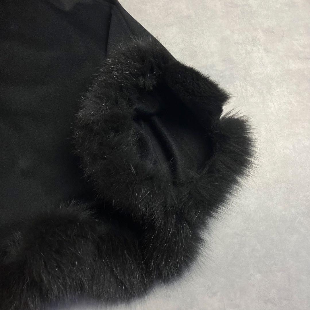 SAGA FURS サガファー カシミヤケープ ポンチョ 黒 フォックス 和装