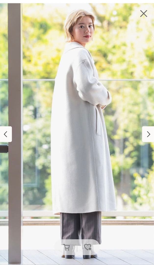 Ray BEAMS ウール　ホワイト　アイボリー　ロングコート