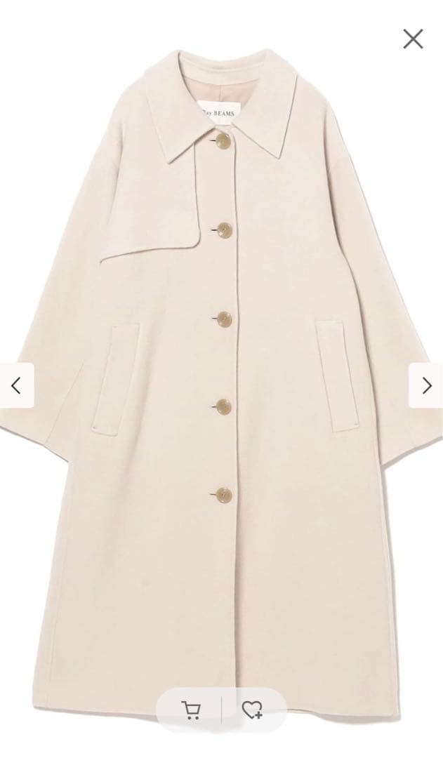 Ray BEAMS ウール　ホワイト　アイボリー　ロングコート