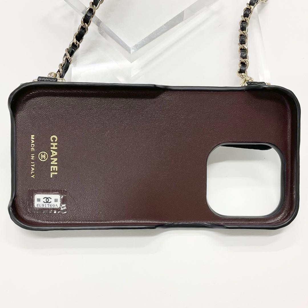 シャネル ココマーク マトラッセ キャビアスキン iPhone14pro ケース