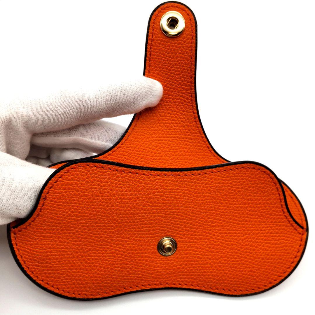 【美品】 ヴァレクストラ Valextra レザー メガネケース オレンジ