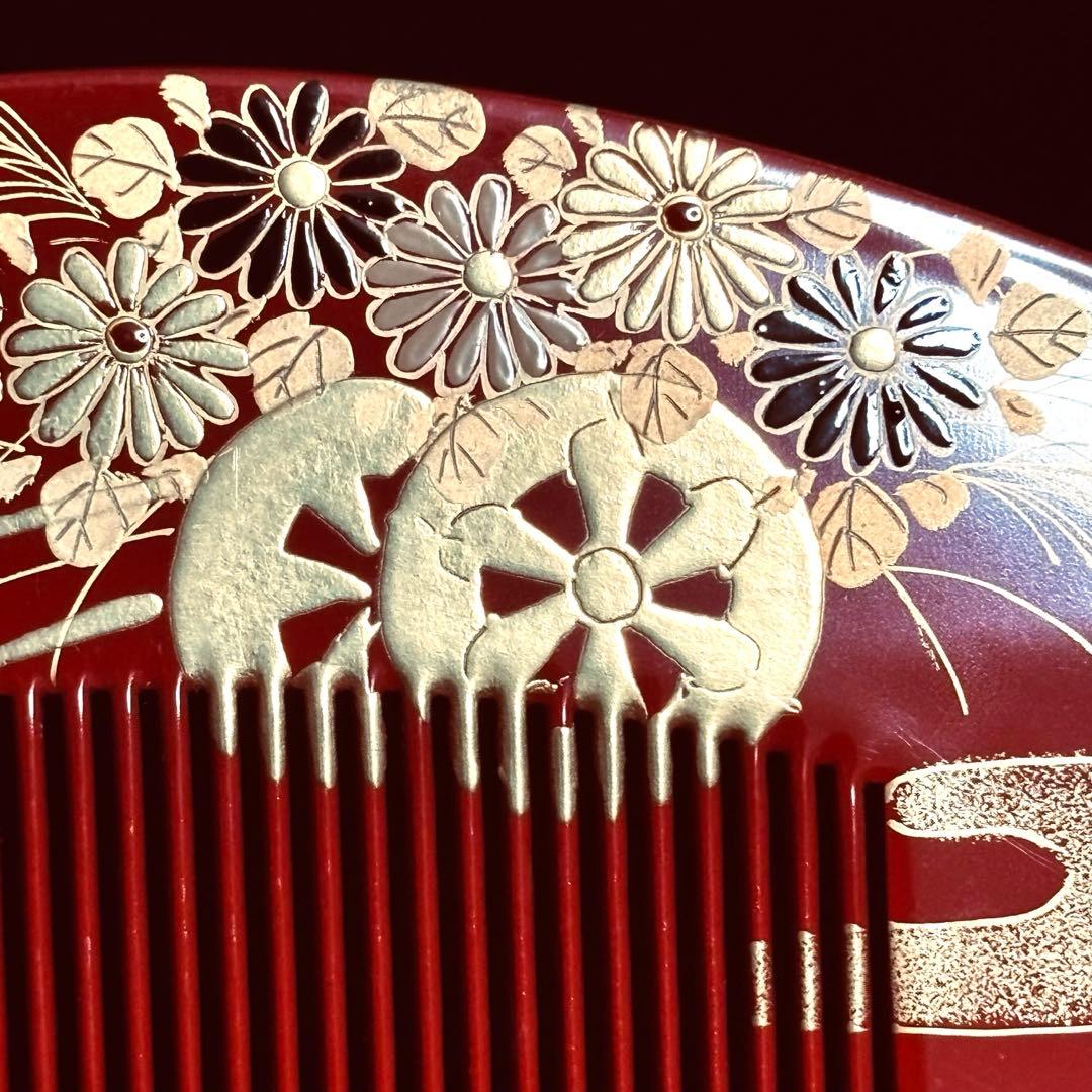 かづら清老舗　櫛　簪　笹　純金本漆蒔絵　銘あり　箱付き　京都