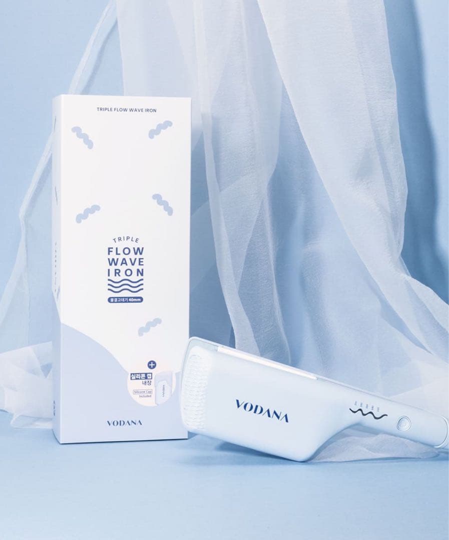 VODANA ヘアアイロン ウェーブアイロン 40mm ブルー 専用ケース付き