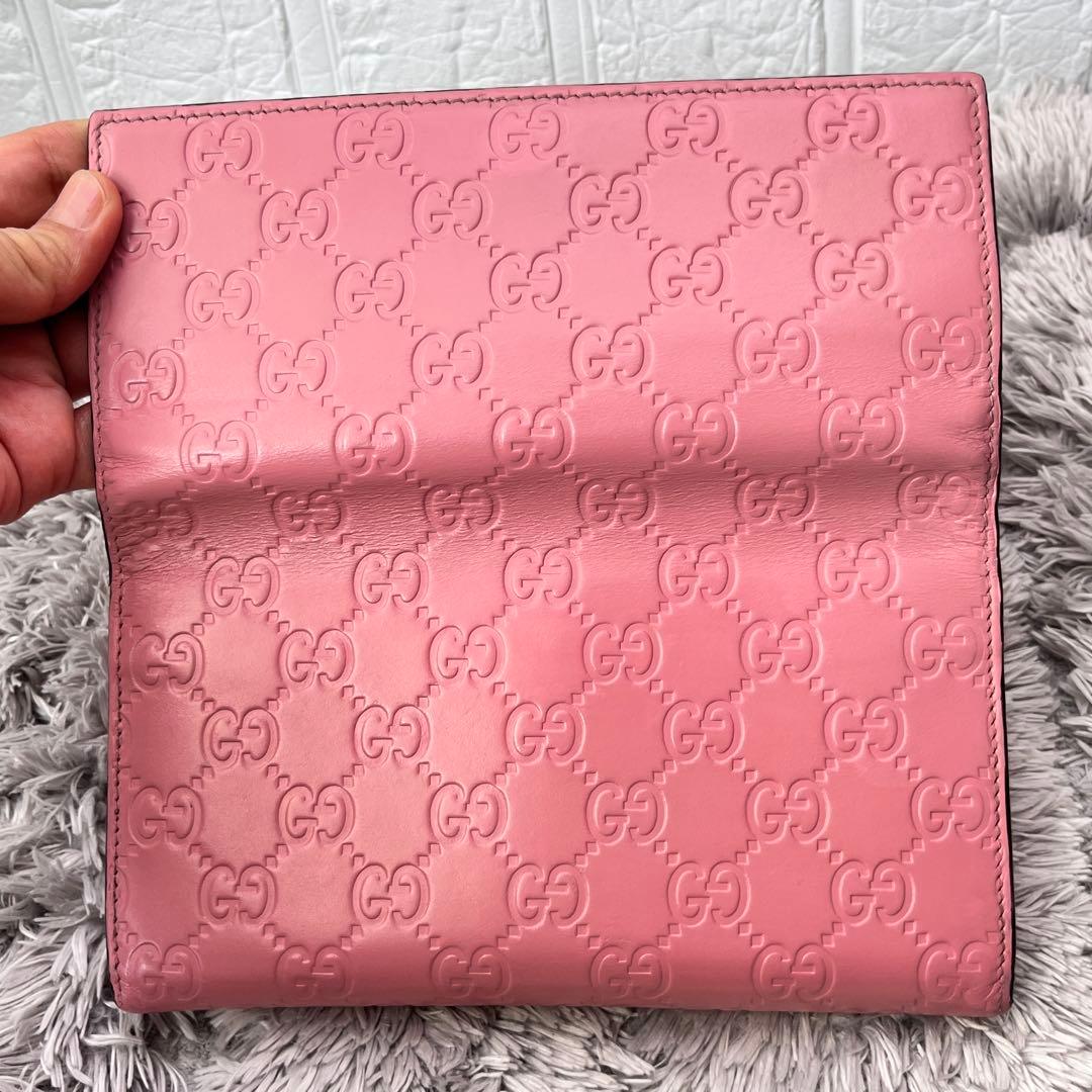 美品✨GUCCI シマ　くすみピンク　長財布　レディース
