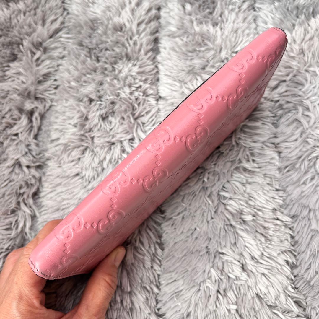 美品✨GUCCI シマ　くすみピンク　長財布　レディース