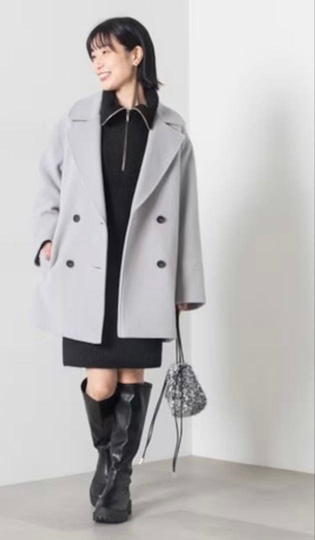 NATURAL BEAUTY BASIC ダブルブレストフォルムミドルコート