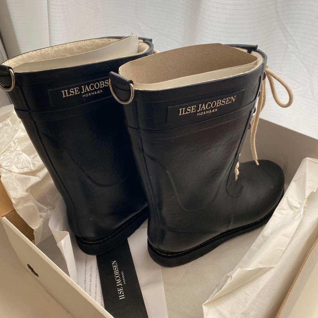 ILSE JACOBSEN レインブーツ レースアップ ブラック 37