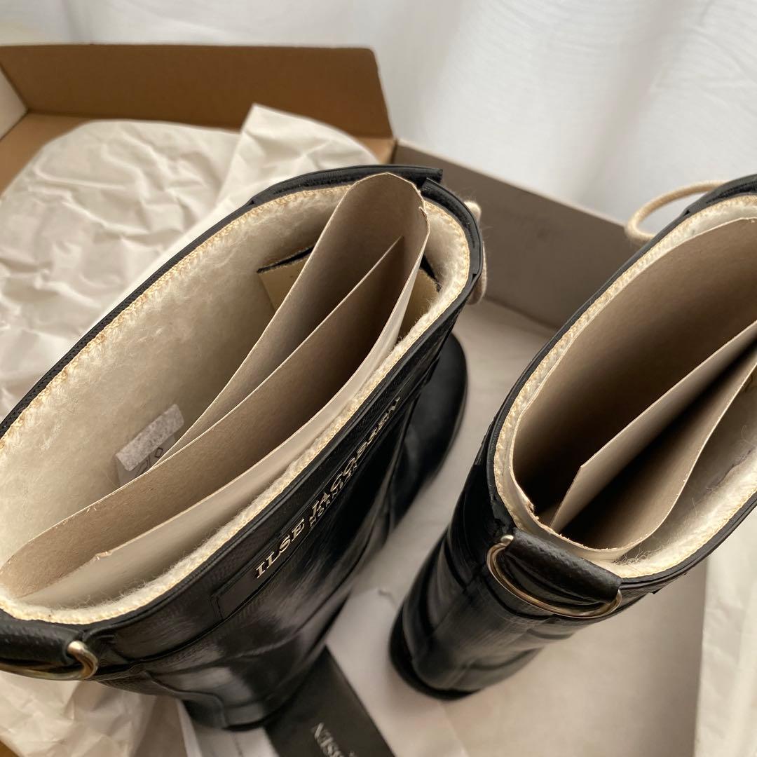 ILSE JACOBSEN レインブーツ レースアップ ブラック 37