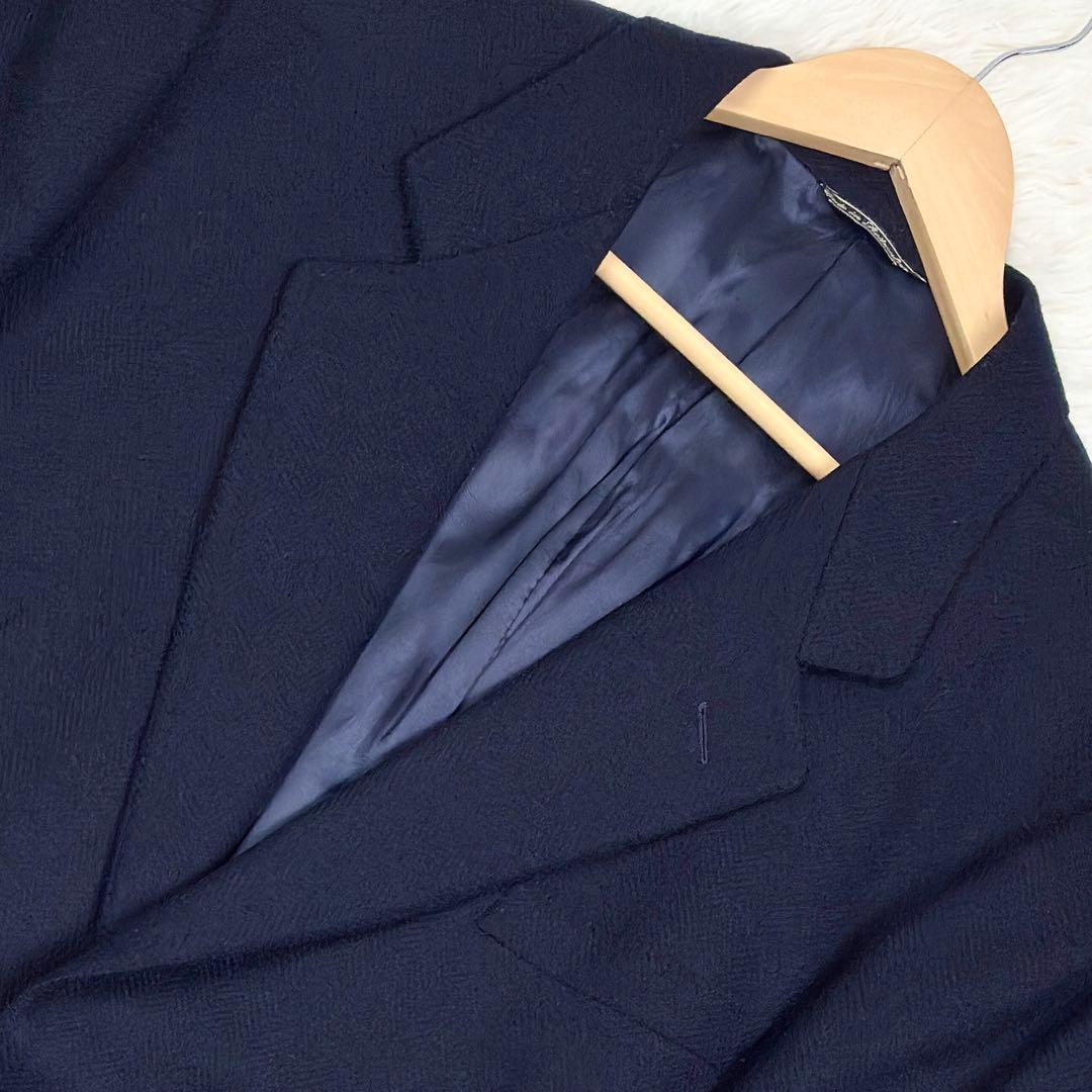 美品　エルメネジルドゼニア　ツイード　ヘリンボーン　紺ブレザー　貝ボタン　2XL