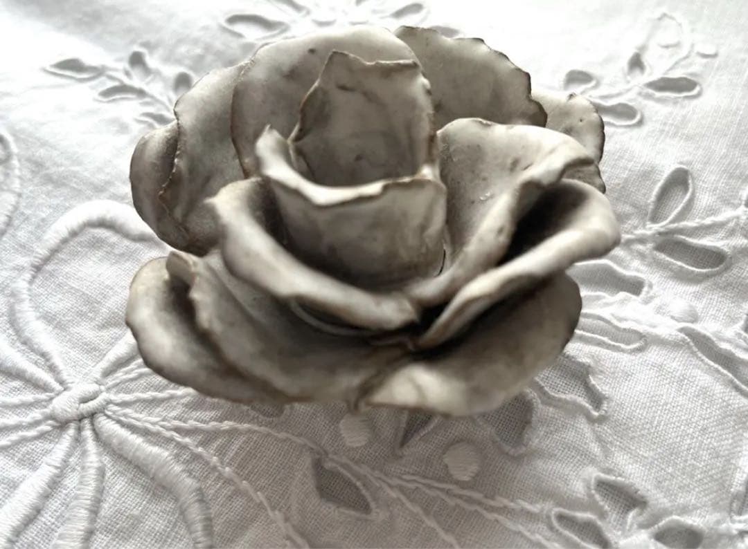 薔薇 キャンドルスタンド 陶器 オブジェ