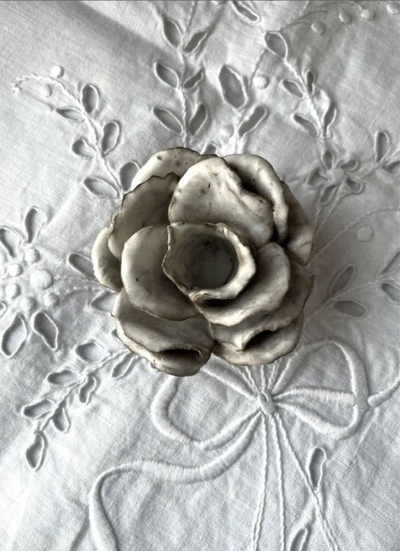 薔薇 キャンドルスタンド 陶器 オブジェ