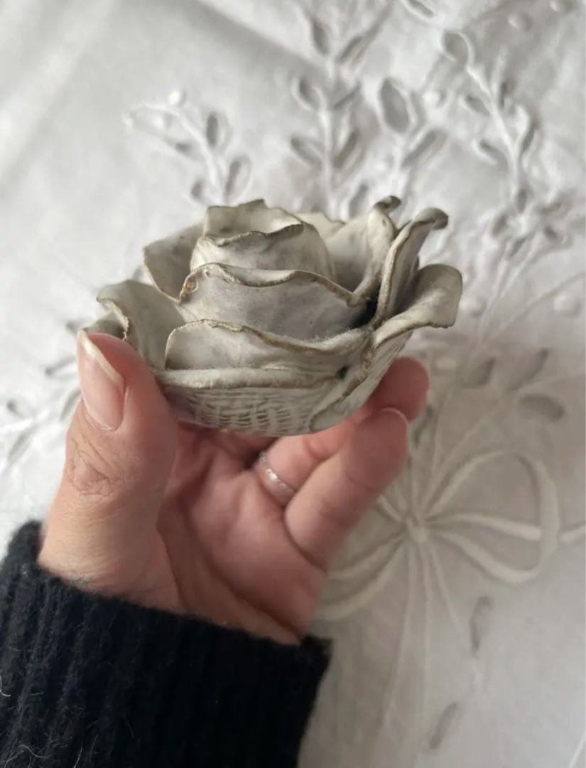 薔薇 キャンドルスタンド 陶器 オブジェ
