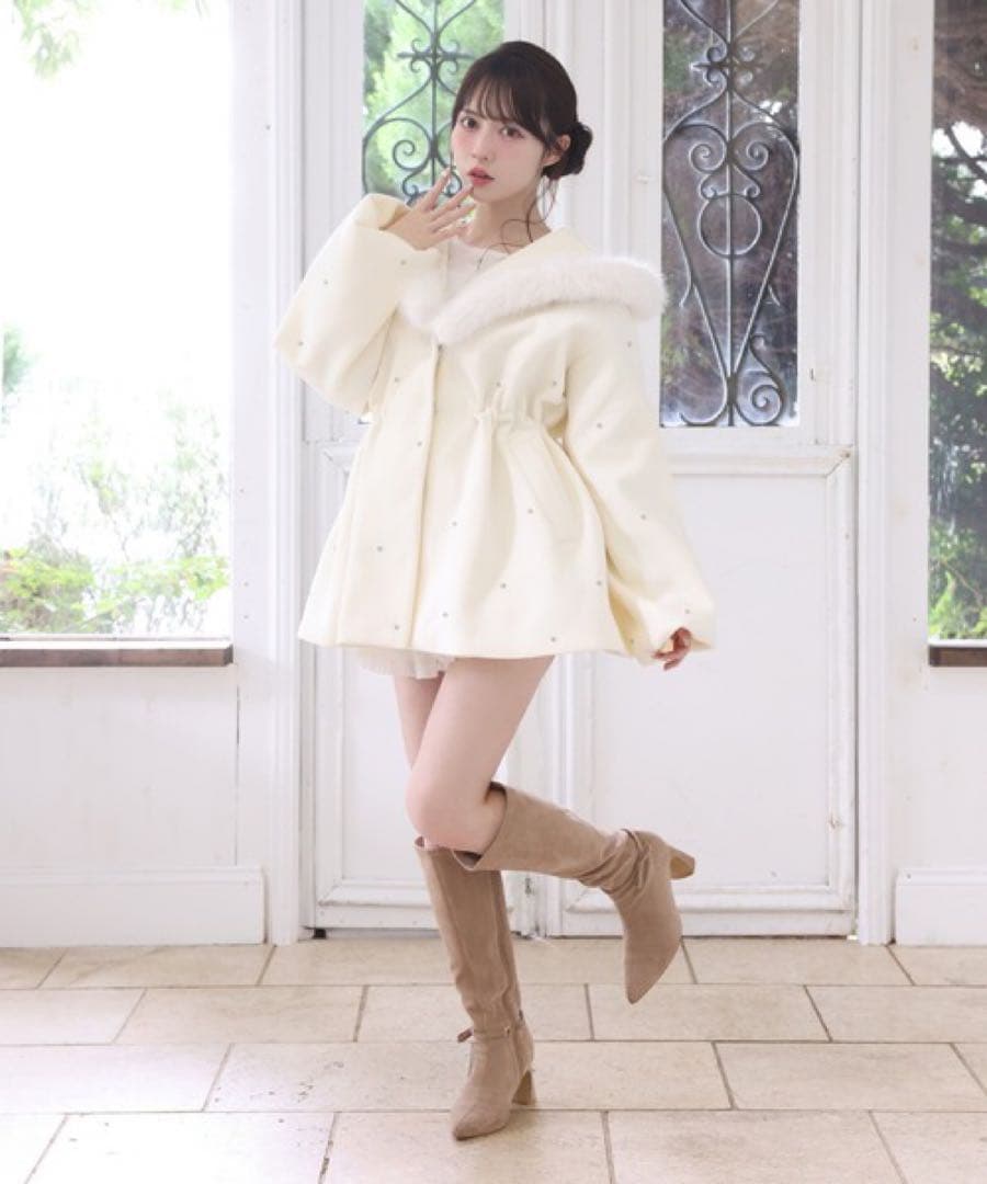 ナイスクラップ ビジュー付き女の子コート