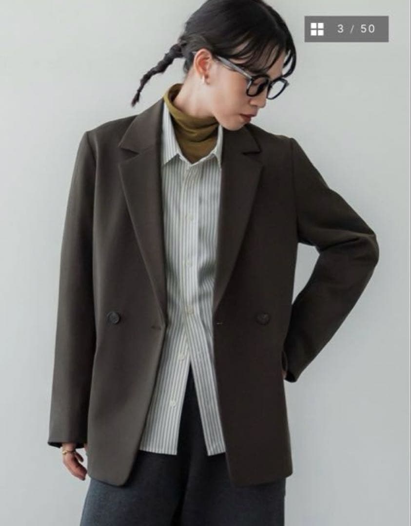 クルーレ crewre ダブルテーラードジャケット サイズ2 オリーブブラウン