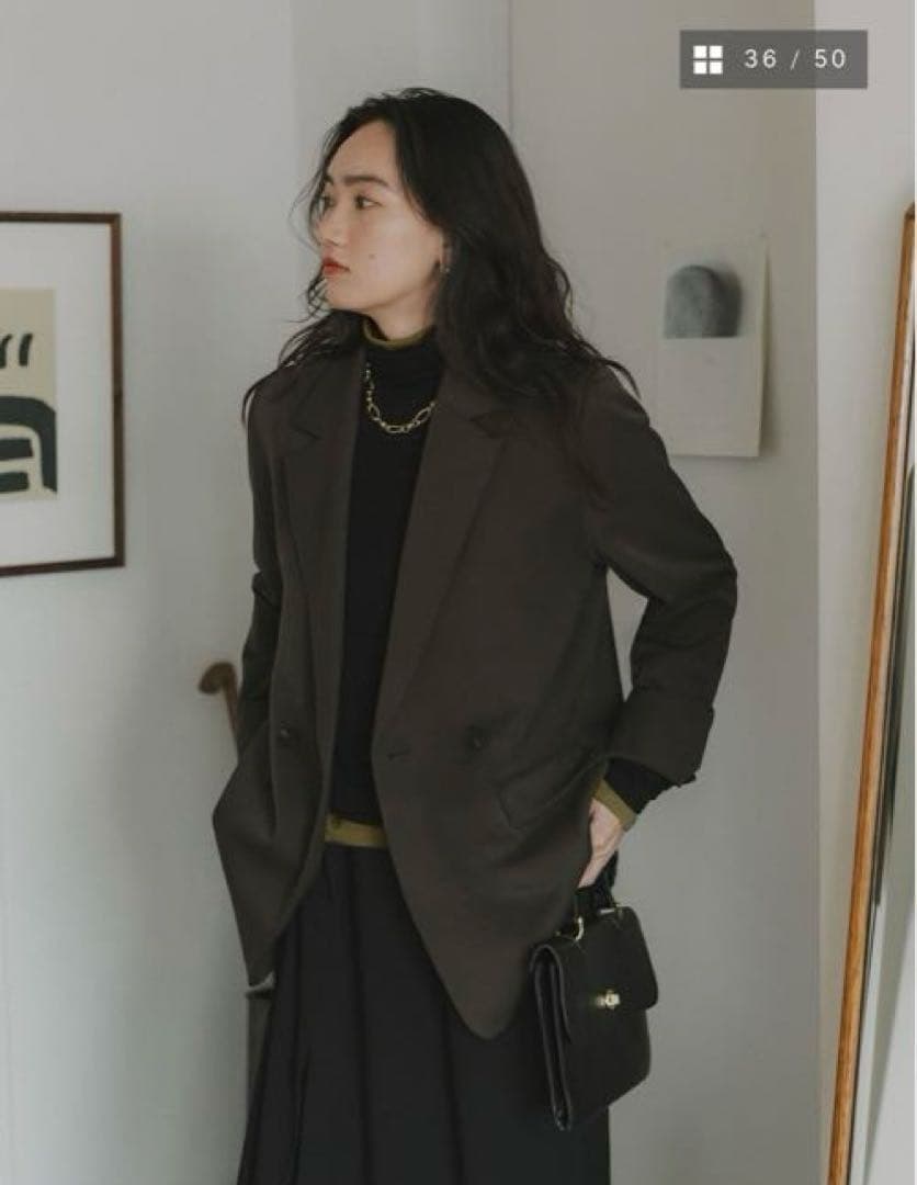 クルーレ crewre ダブルテーラードジャケット サイズ2 オリーブブラウン