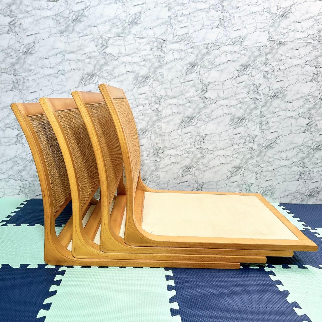 TENDO 天童木工 メープル材 座椅子 5559MP 4脚セット 原好輝 籐