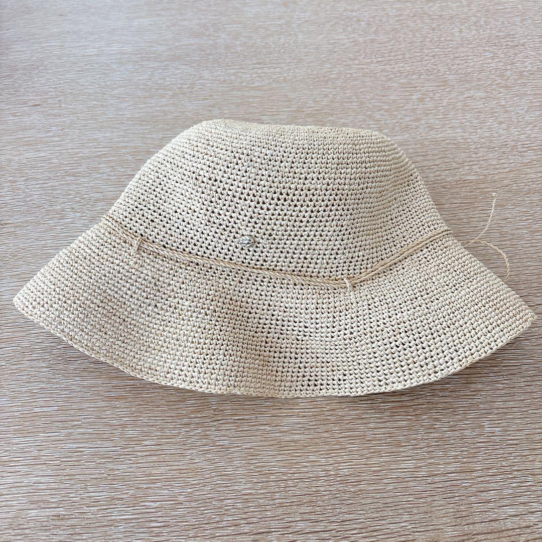 【美品】ヘレンカミンスキー　ラフィア　ハット　ベージュ　リボン