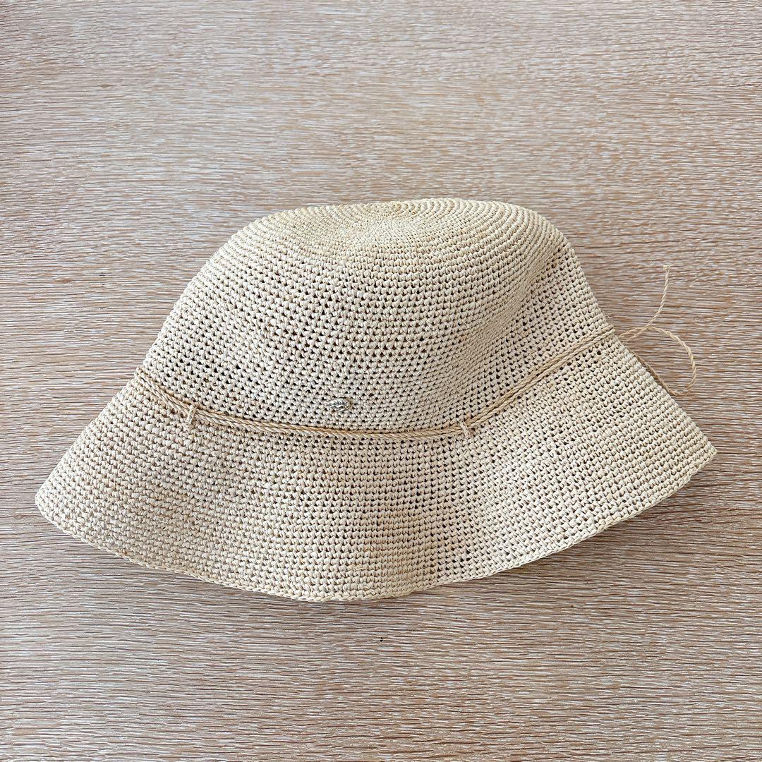 【美品】ヘレンカミンスキー　ラフィア　ハット　ベージュ　リボン