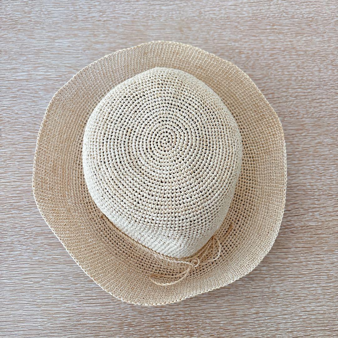 【美品】ヘレンカミンスキー　ラフィア　ハット　ベージュ　リボン