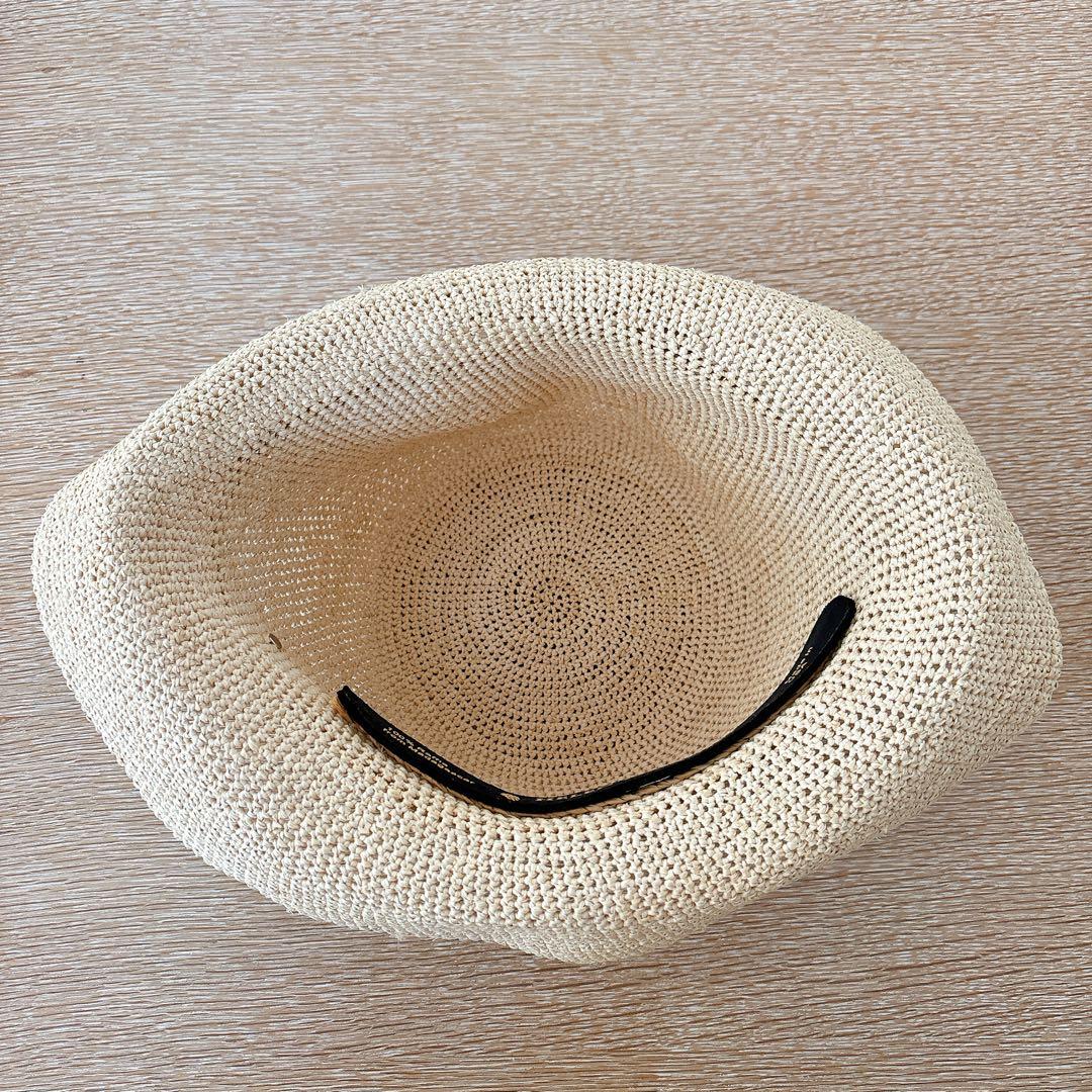 【美品】ヘレンカミンスキー　ラフィア　ハット　ベージュ　リボン