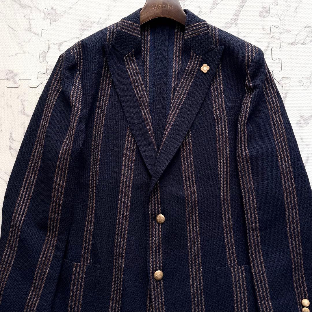 極美品✨ラルディーニ ストライプ 金ボタン アンコン テーラードジャケット 56
