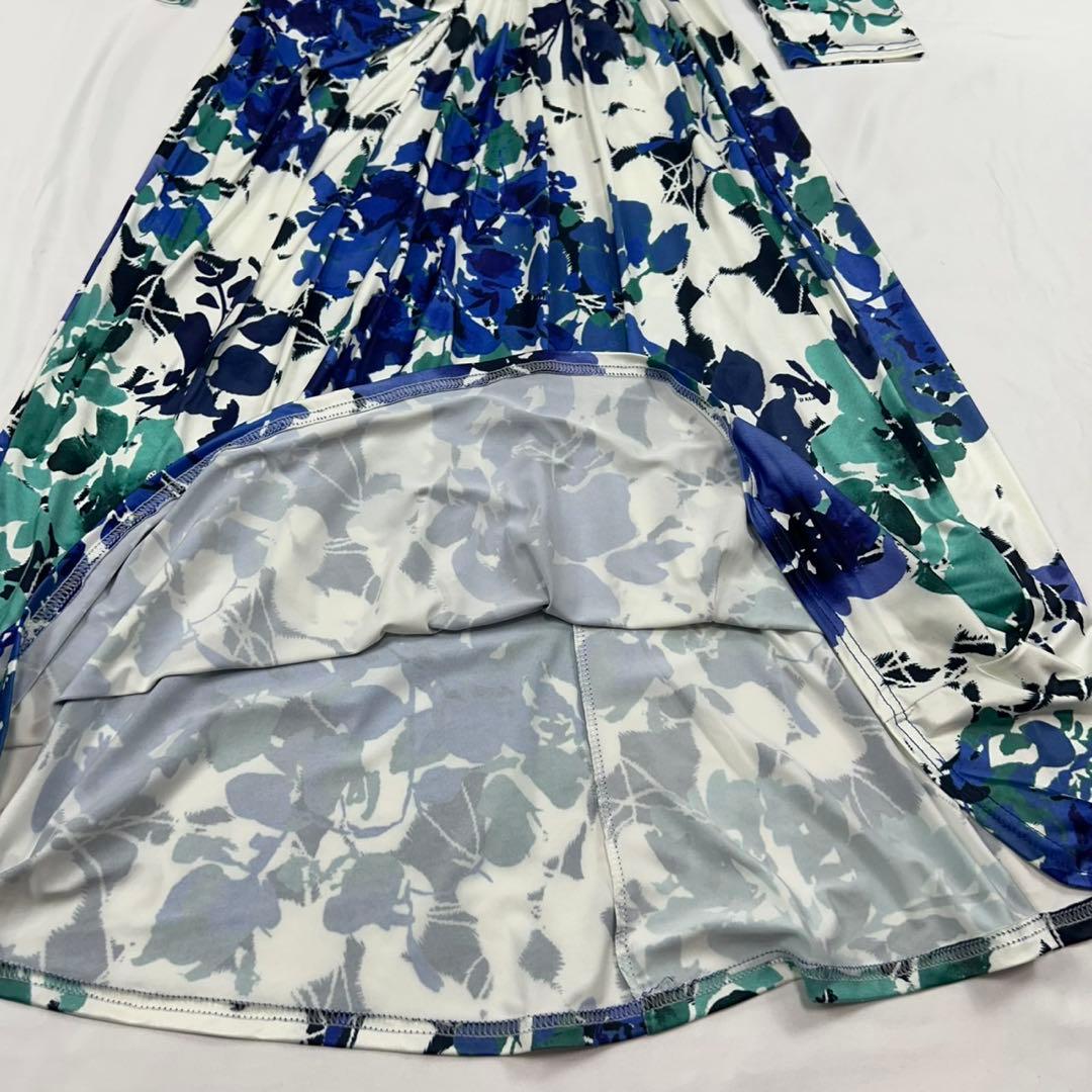 P34 新品未使用 F エジェリ ストレッチ 花柄 ロングワンピース レディース