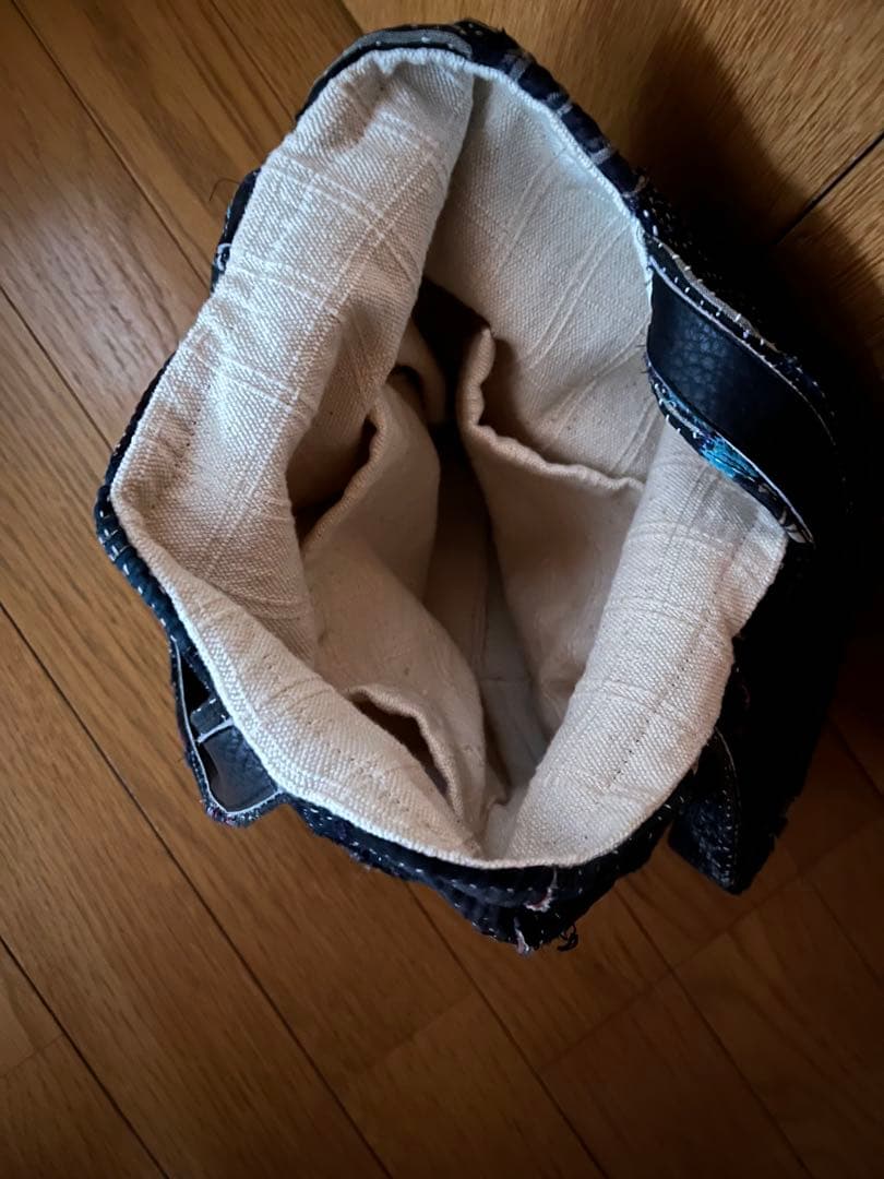 パッチワーク＆くるみ籠バッグ インド刺子 ハンドメイドメイド